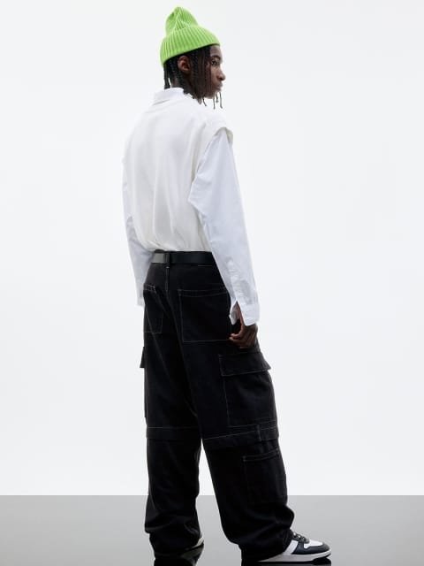 H&M Men Pure Cotton Loose Fit Cargo Trouser Jeans