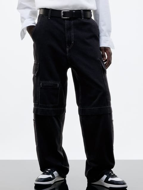 H&M Men Pure Cotton Loose Fit Cargo Trouser Jeans