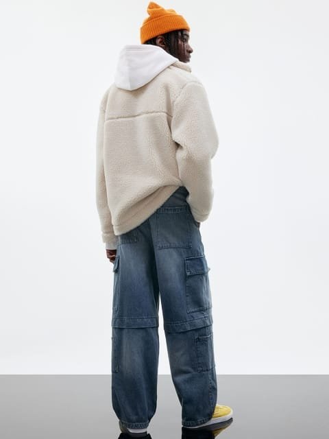 H&M Men Pure Cotton Loose-Fit Cargo Trousers