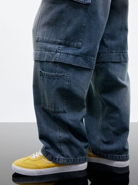 H&M Men Pure Cotton Loose-Fit Cargo Trousers