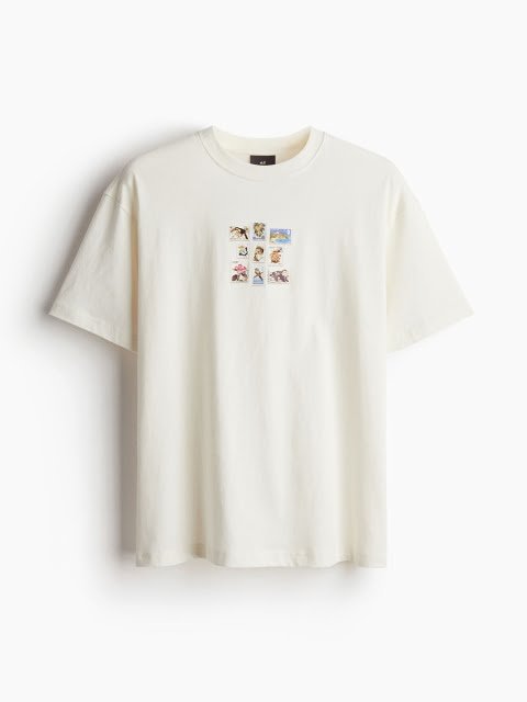 H&M Men Pure Cotton Loose Fit Printed T-shirt