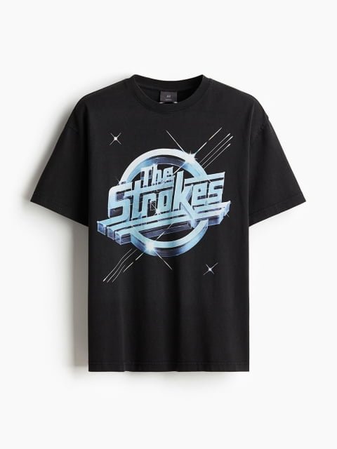 H&M Men Pure Cotton Loose Fit Printed T-shirt