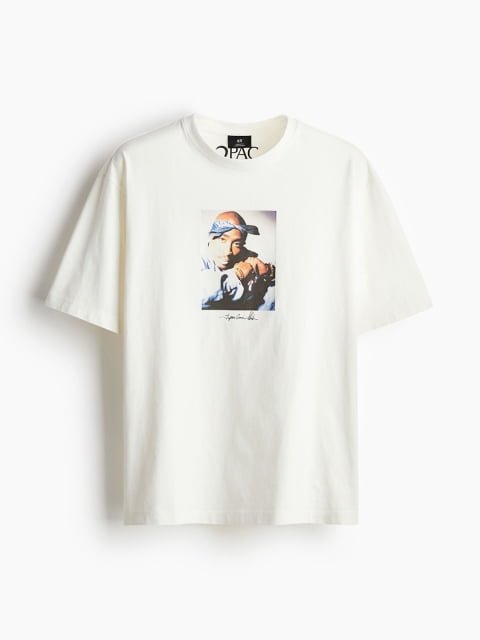 H&M Men Pure Cotton Loose Fit Printed T-shirt