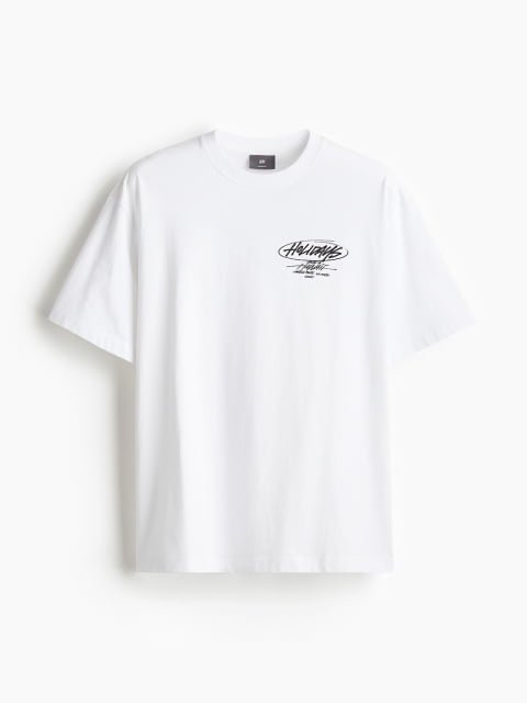H&M Men Pure Cotton Loose Fit Printed T-shirt