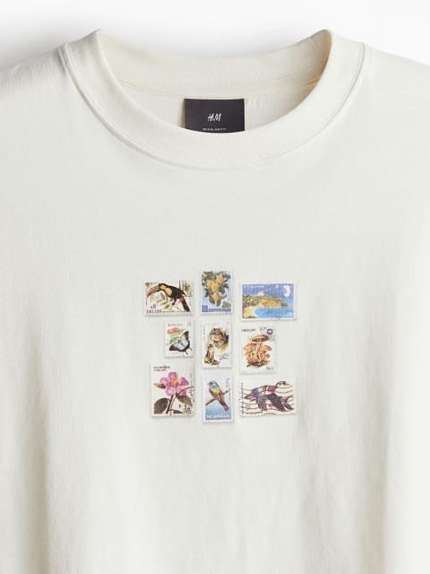 H&M Men Pure Cotton Loose Fit Printed T-shirt