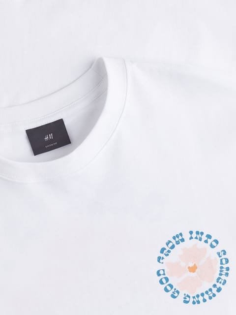H&M Men Pure Cotton Loose Fit Printed T-shirt