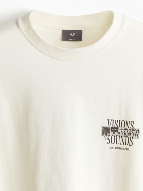 H&M Men Pure Cotton Loose Fit Printed T-shirt