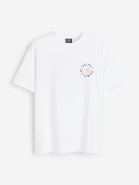H&M Men Pure Cotton Loose Fit Printed T-shirt