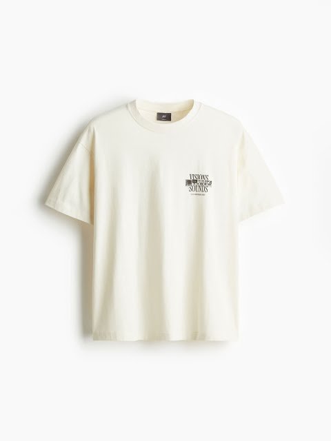 H&M Men Pure Cotton Loose Fit Printed T-shirt