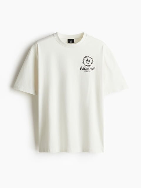 H&M Men Pure Cotton Loose Fit Printed T-shirt