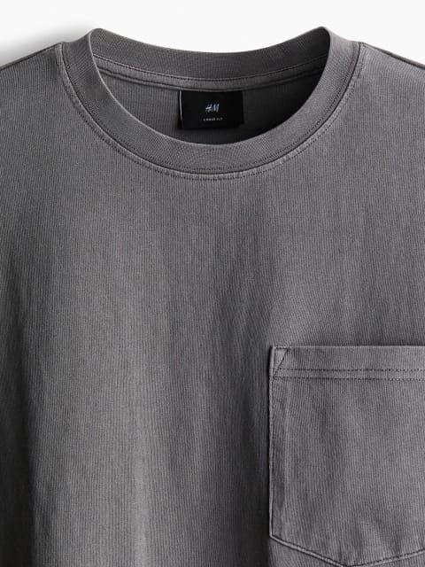 H&M Men Pure Cotton Loose Fit Washed T-shirt