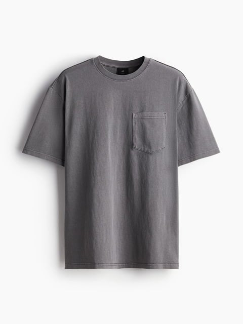 H&M Men Pure Cotton Loose Fit Washed T-shirt