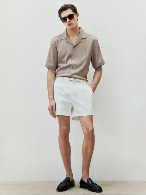 H&M Men Regular Fit Crinkled Resort Shirt