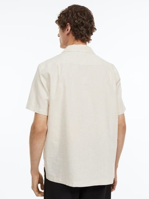 H&M Men Regular Fit Linen-Blend Shirt