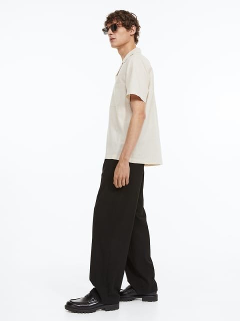 H&M Men Regular Fit Linen-Blend Shirt