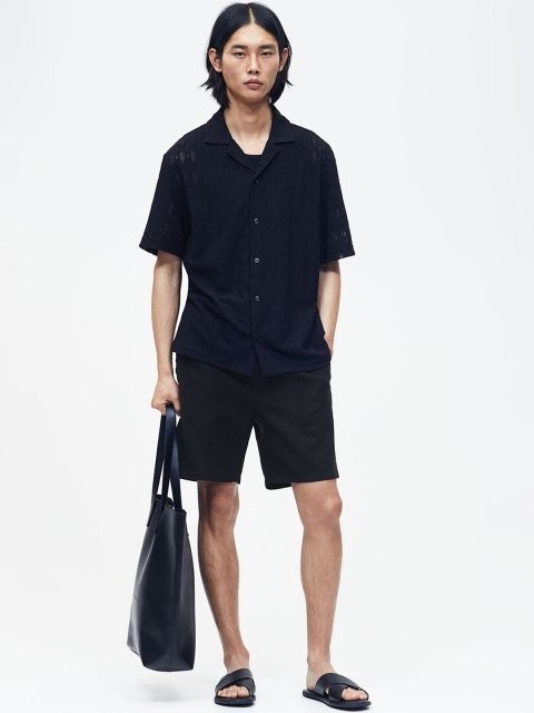 H&M Men Regular Fit Linen-Blend Shorts