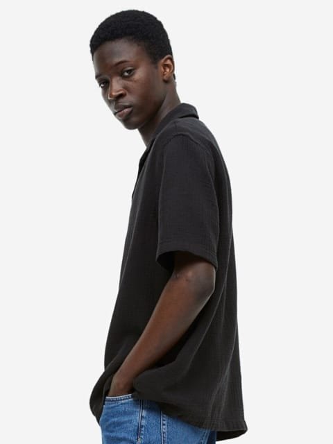 H&M Men Regular Fit Muslin Resort Shirt