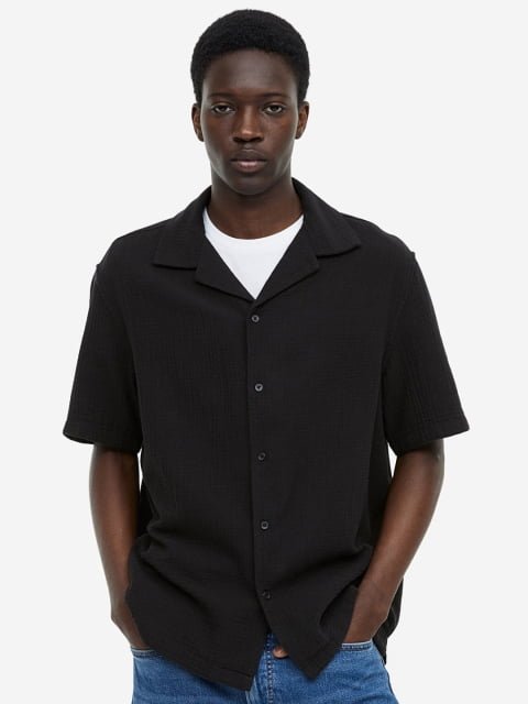 H&M Men Regular Fit Muslin Resort Shirt