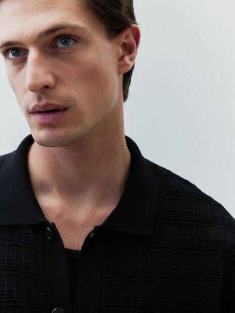 H&M Men Regular Fit Pointelle-Knit Shirt