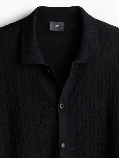 H&M Men Regular Fit Pointelle-Knit Shirt