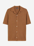 H&M Men Regular Fit Rib-Knit Resort Shirt