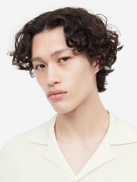 H&M Men Regular Fit Textured-Knit Resort Shirt