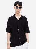H&M Men Regular Fit Textured-Knit Resort Shirt