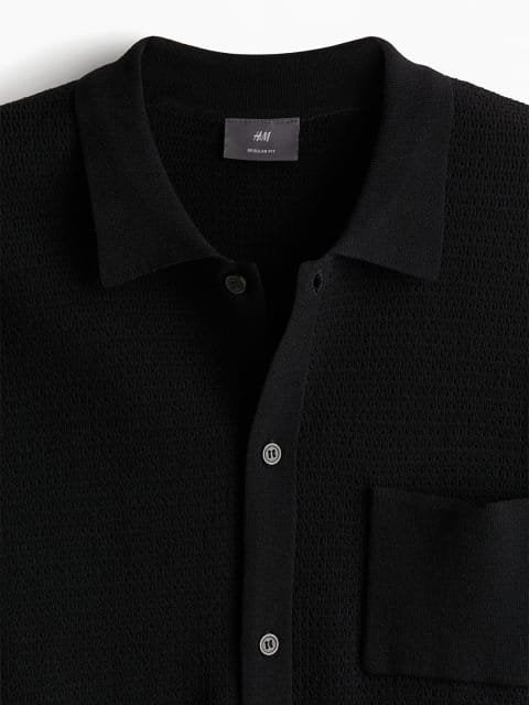 H&M Men Regular Fit Textured-Knit Shirt