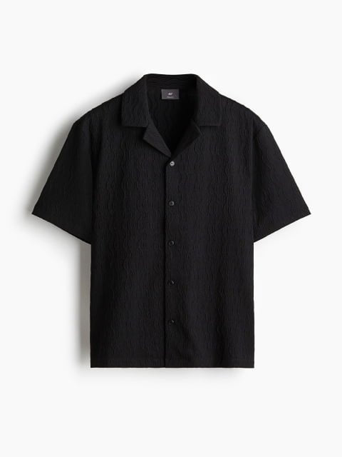 H&M Men Regular Fit Textured Resort Shirts