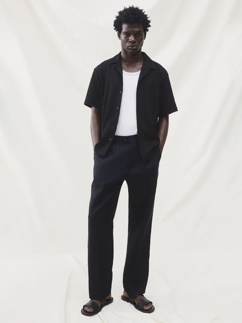 H&M Men Regular Fit Textured Resort Shirts