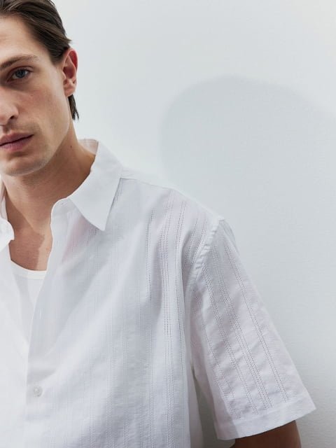 H&M Men Regular Fit Textured Shirt