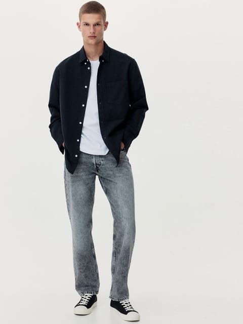 H&M Men Relaxed Fit Cotton Heavy Fade Jeans
