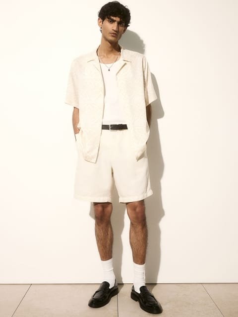 H&M Men Relaxed Fit Linen-Blend Shorts