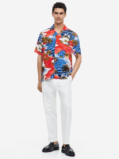 H&M Men Relaxed Fit Patterned Resort Shirt