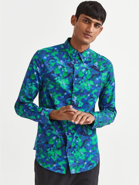 H&M Men Slim Fit Patterned Shirt