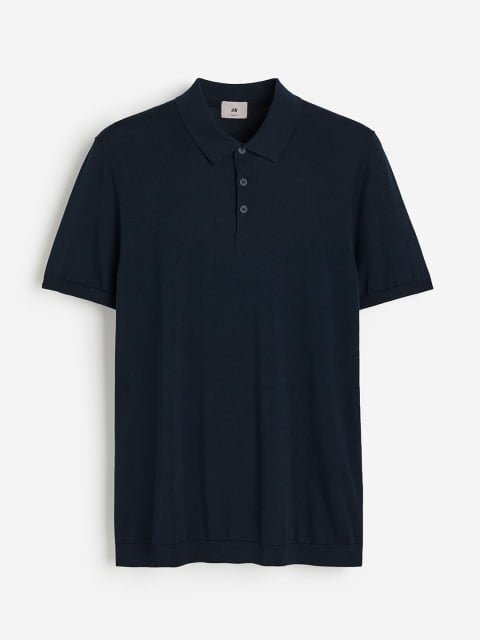 H&M Men Slim Fit Silk-Blend Polo Shirt