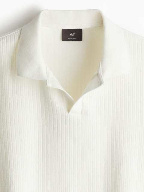 H&M Men Textured Polo T-Shirts