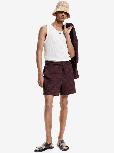 H&M Men Textured Sweat Shorts