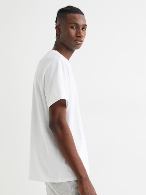 H&M Men White Regular Fit COOLMAX T-shirt