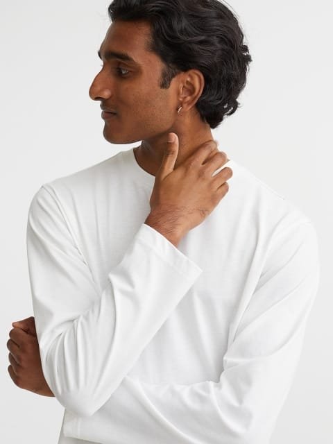 H&M Men White Regular Fit Jersey Top