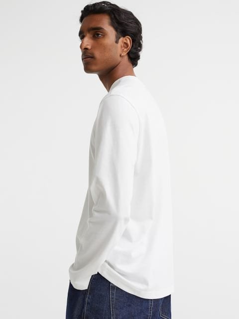 H&M Men White Regular Fit Jersey Top