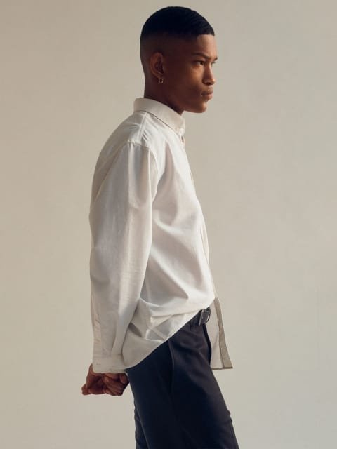 H&M Men White Relaxed Fit Oxford Shirt