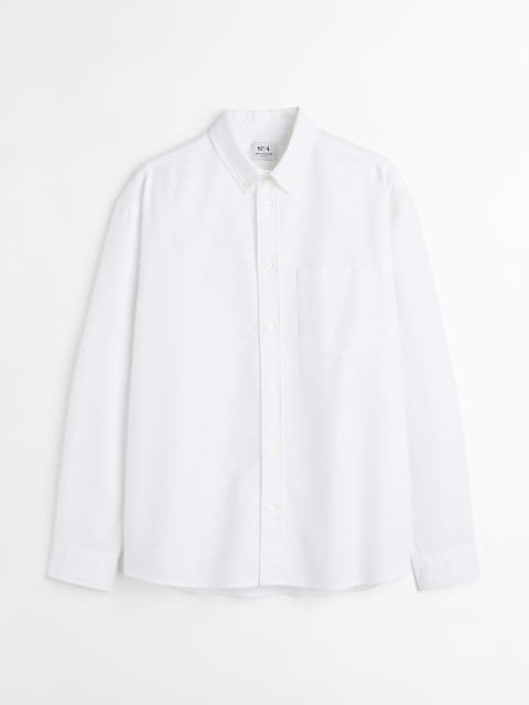 H&M Men White Relaxed Fit Oxford Shirt