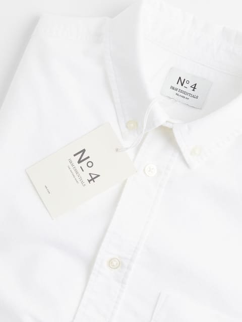 H&M Men White Relaxed Fit Oxford Shirt