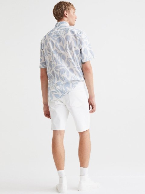 H&M Men White Slim Fit Cotton Twill shorts