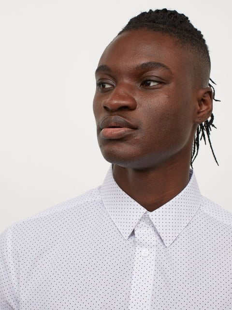 H&M Men White Slim Fit Easy-iron shirt
