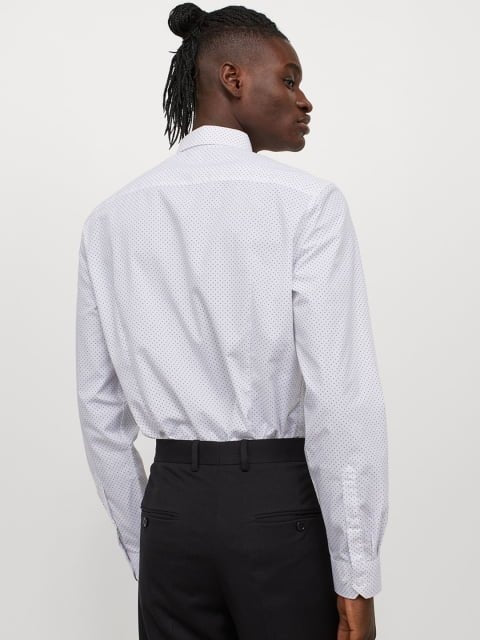 H&M Men White Slim Fit Easy-iron shirt