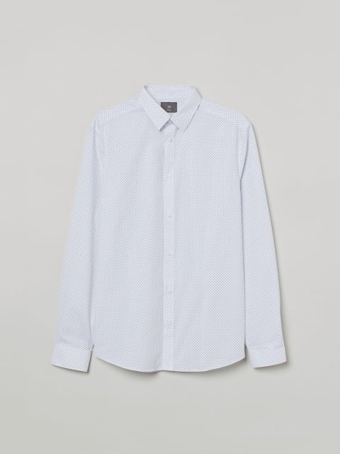 H&M Men White Slim Fit Easy-iron shirt