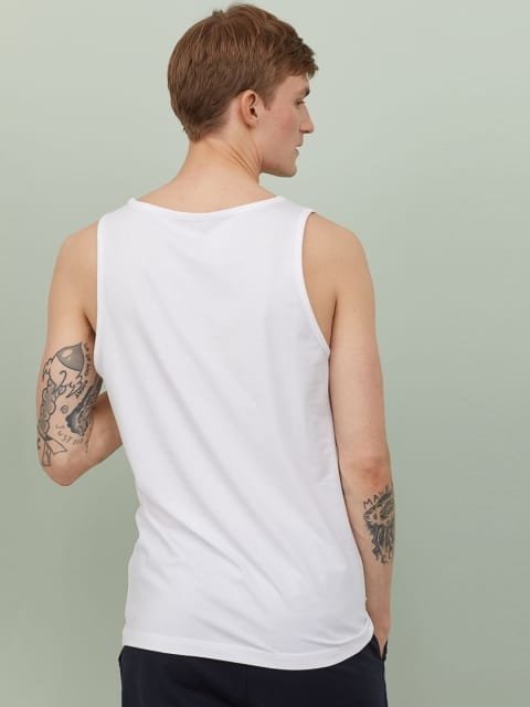 H&M Men White Solid 2-Pack Vest Tops Regular Fit