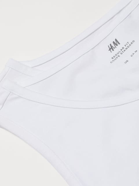 H&M Men White Solid 2-Pack Vest Tops Regular Fit
